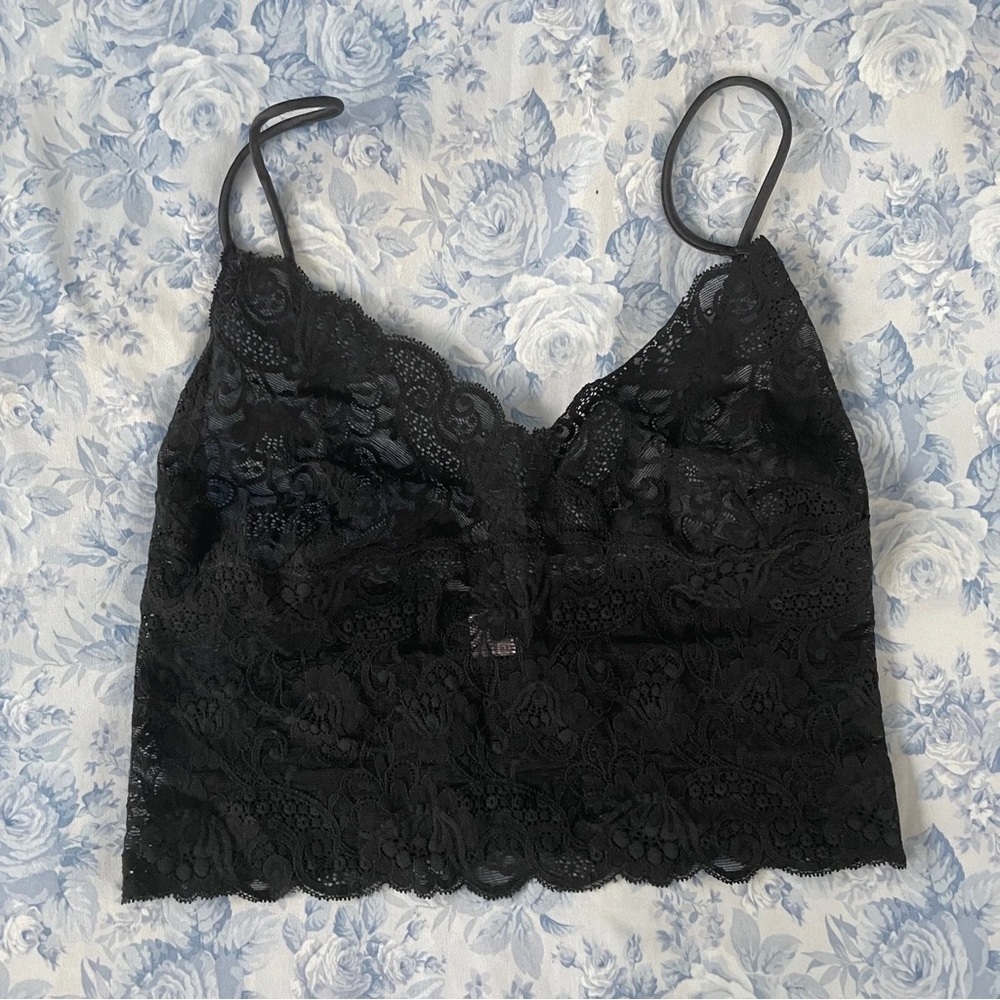 Vintage Guy Laroche Cami Cropped Lace Scalloped Sheer USA Tank Top Union Tag Vtg